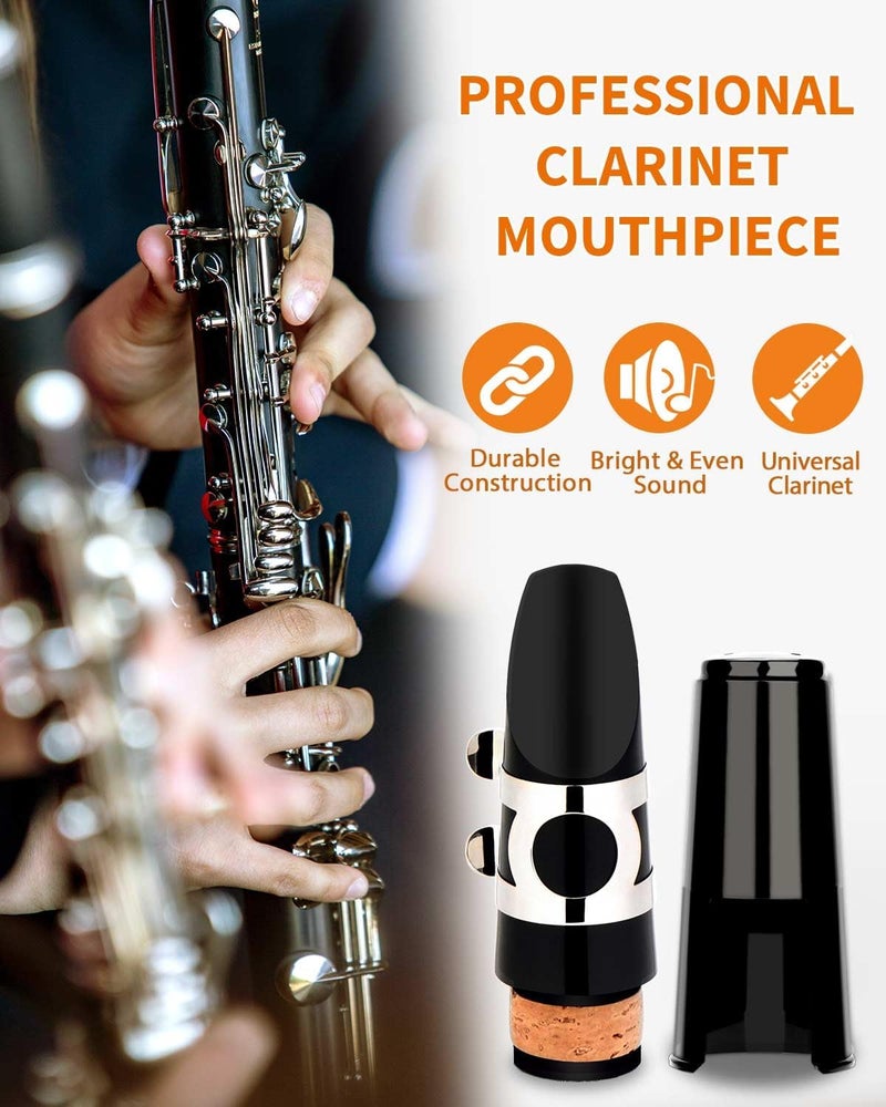 LMS Bb Clarinet Mouthpiece Kit with Case, Clarinet Mouthpiece Accessories Set for Beginners, Clarinet Mouthpiece Metal Ligature 2.5 Reeds Cushions Pads Cap Brush EVA Storage Case - Image 3